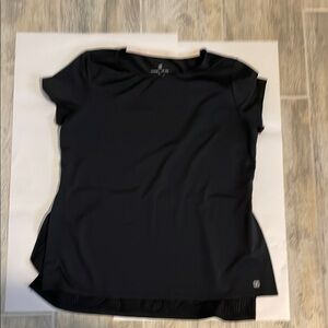 Black Women's Top mesh bottom 1/4 with slit sides